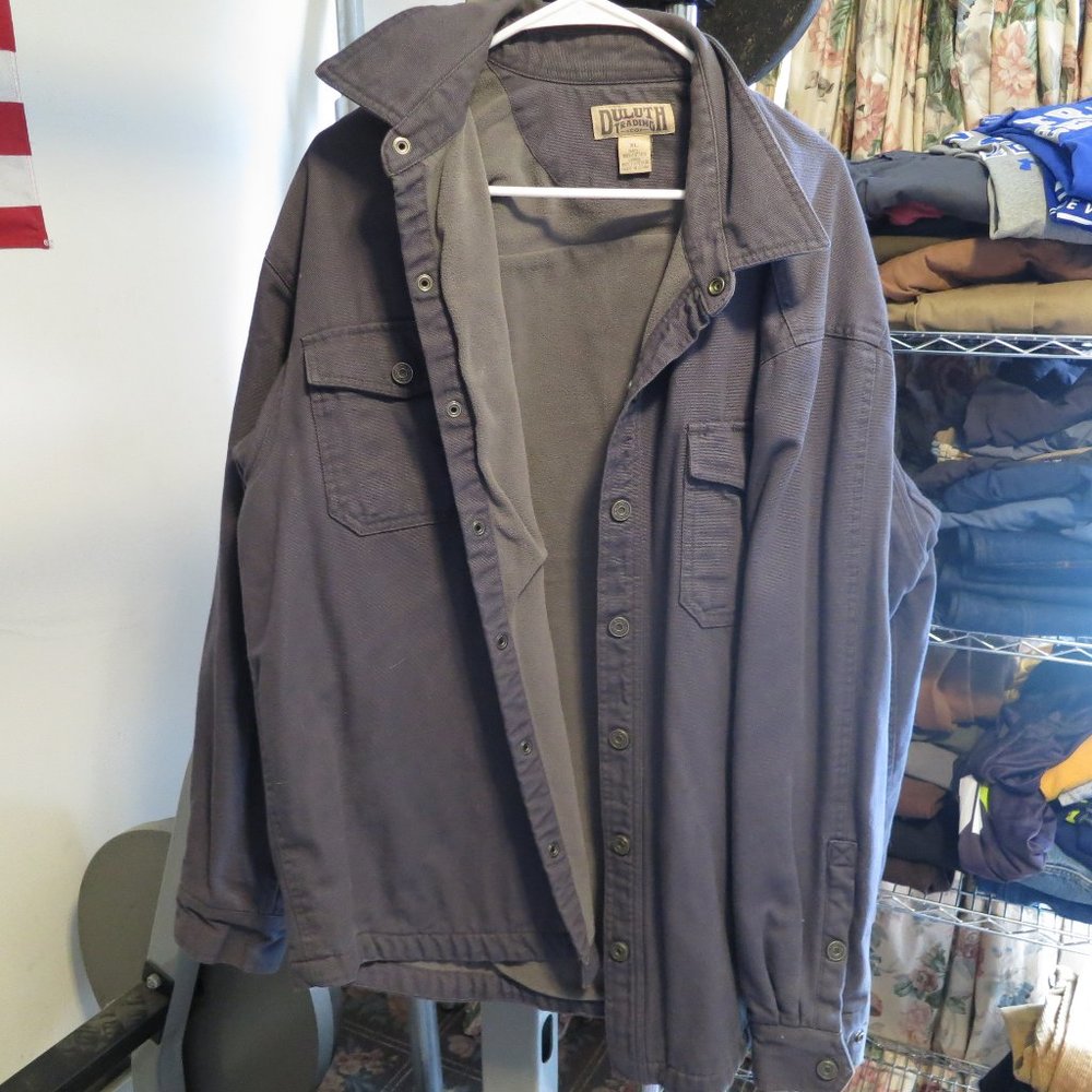 Duluth Trading fleece lined firehose canvas shirt mens xl  blue